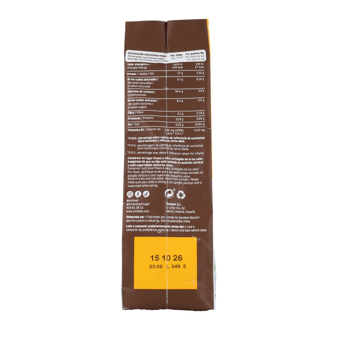 Dinkel-, Hafer- und Kakaokeks ECO 220 g Smileat