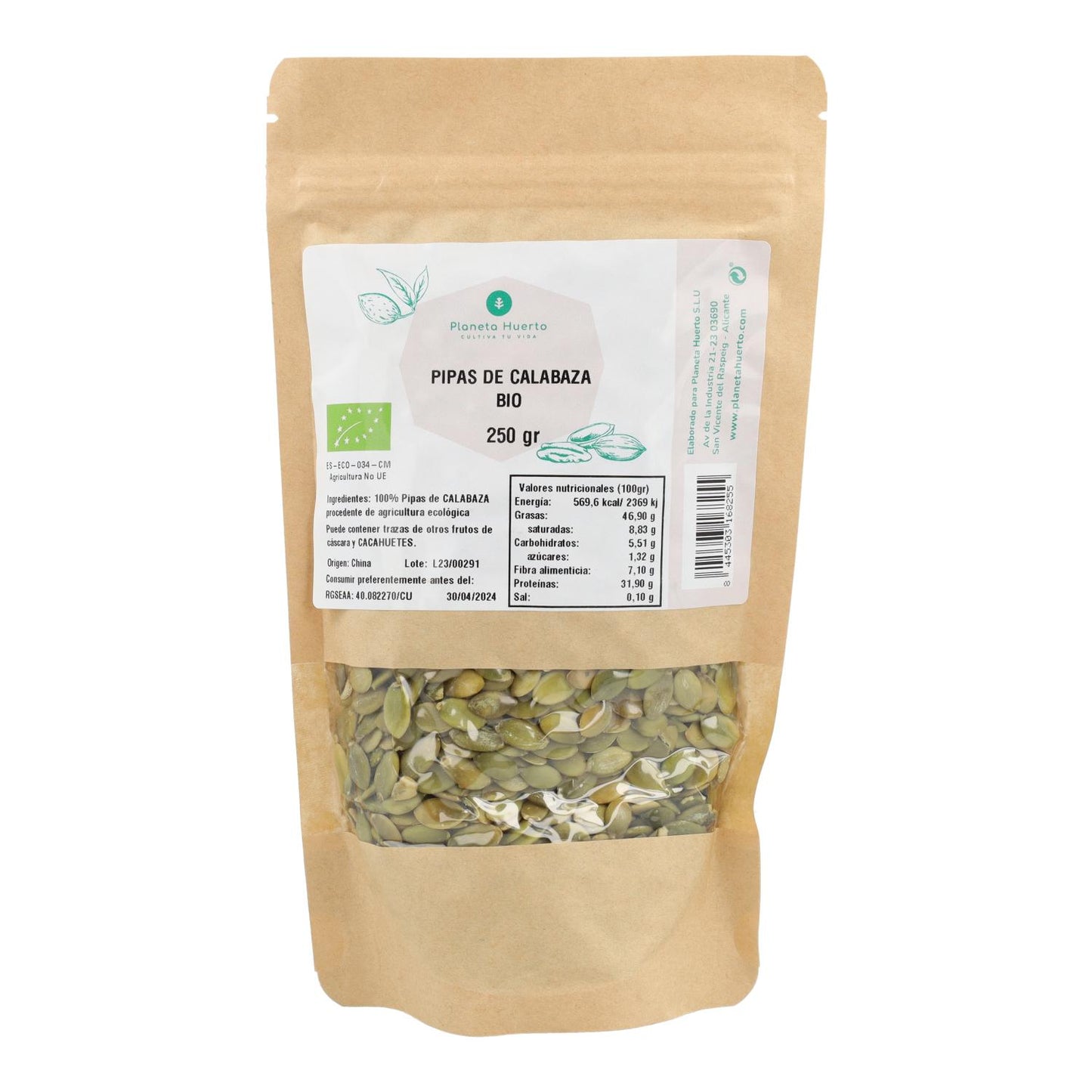Geschilde pompoenpitten ECO Planeta Huerto 250 g