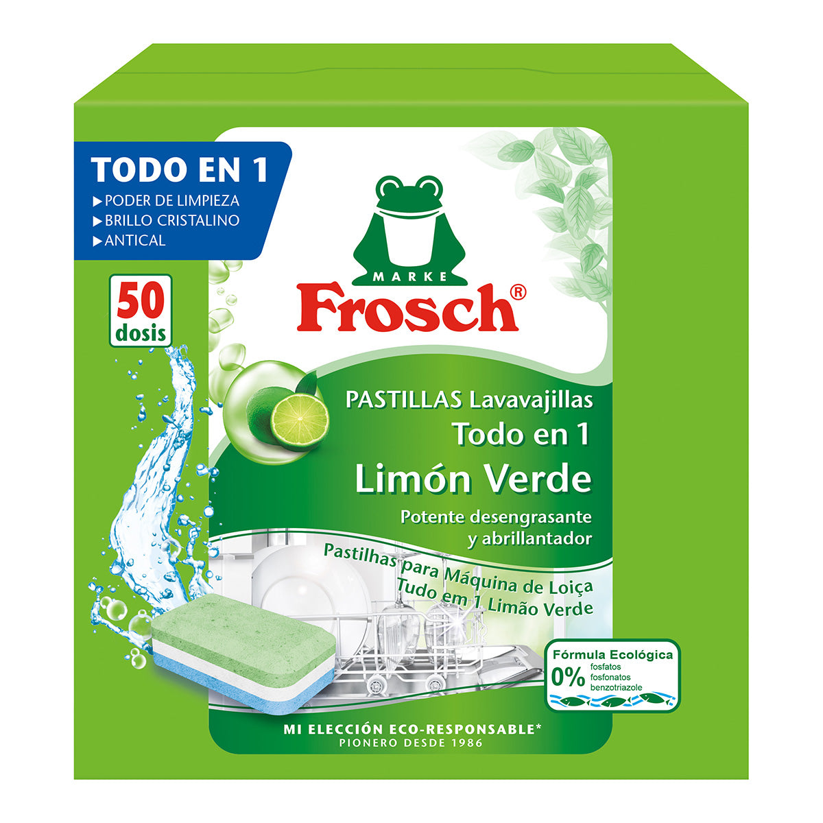 Pastiglie per lavastoviglie tutto in 1 Limone Frosch 50 pezzi