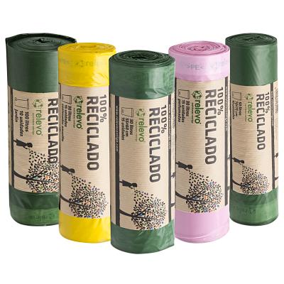 Gelbe Müllsäcke, 30 Liter, 100 % recycelt, Relevo, 15 Stück