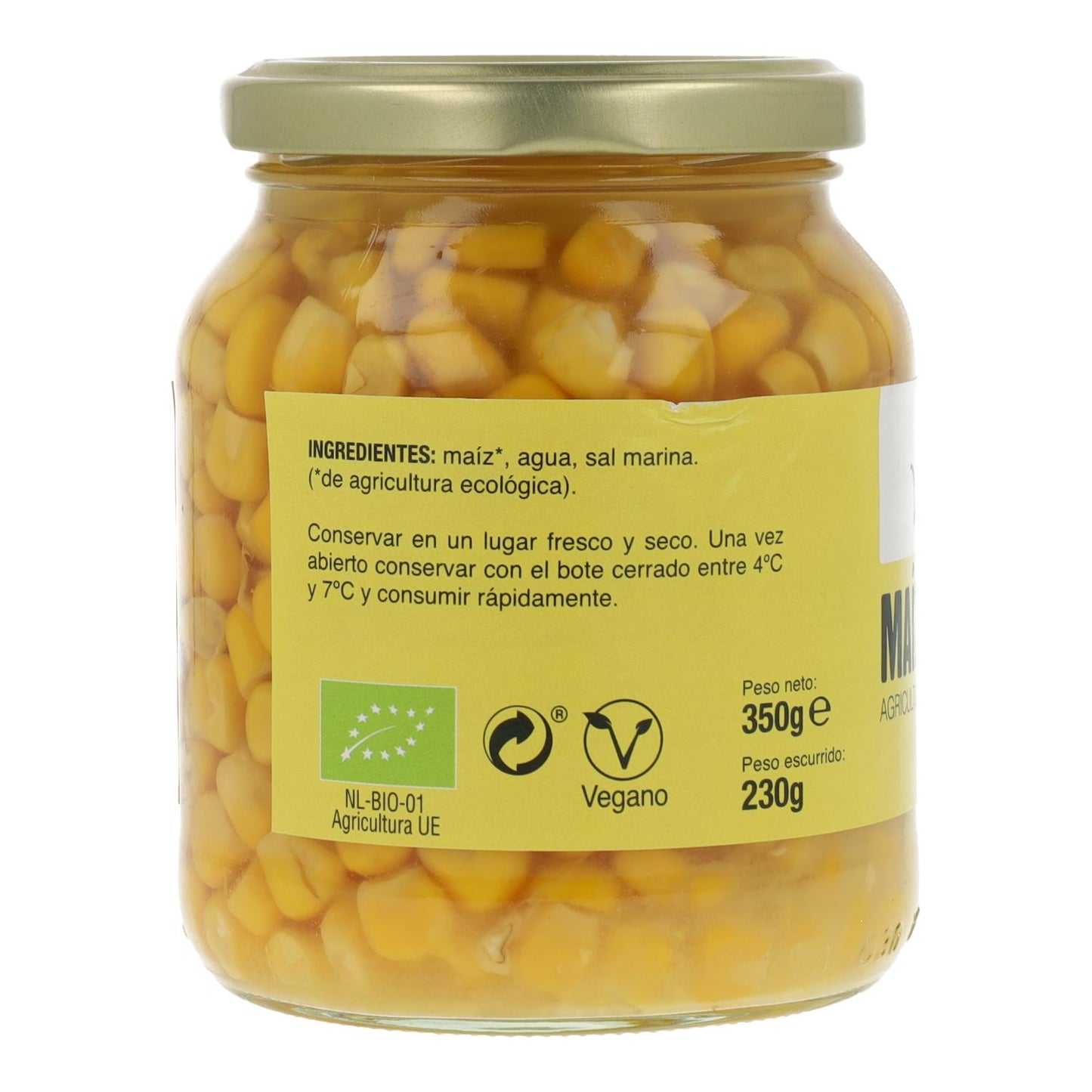 Maïs doux bio en bocal en verre Vegetalia 350 g