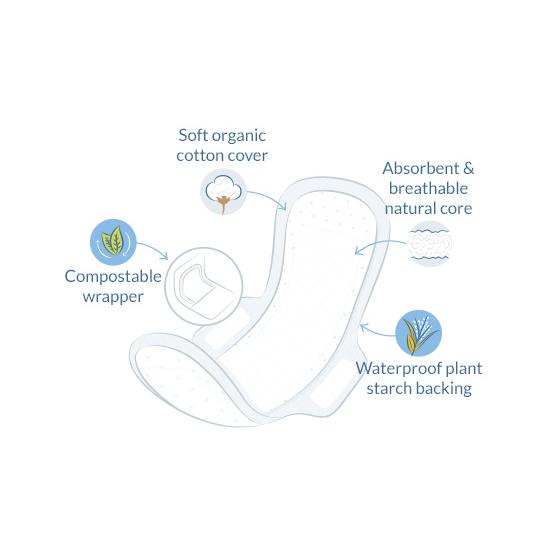 Serviettes hygiéniques bio avec ailettes Natracare 14 unités