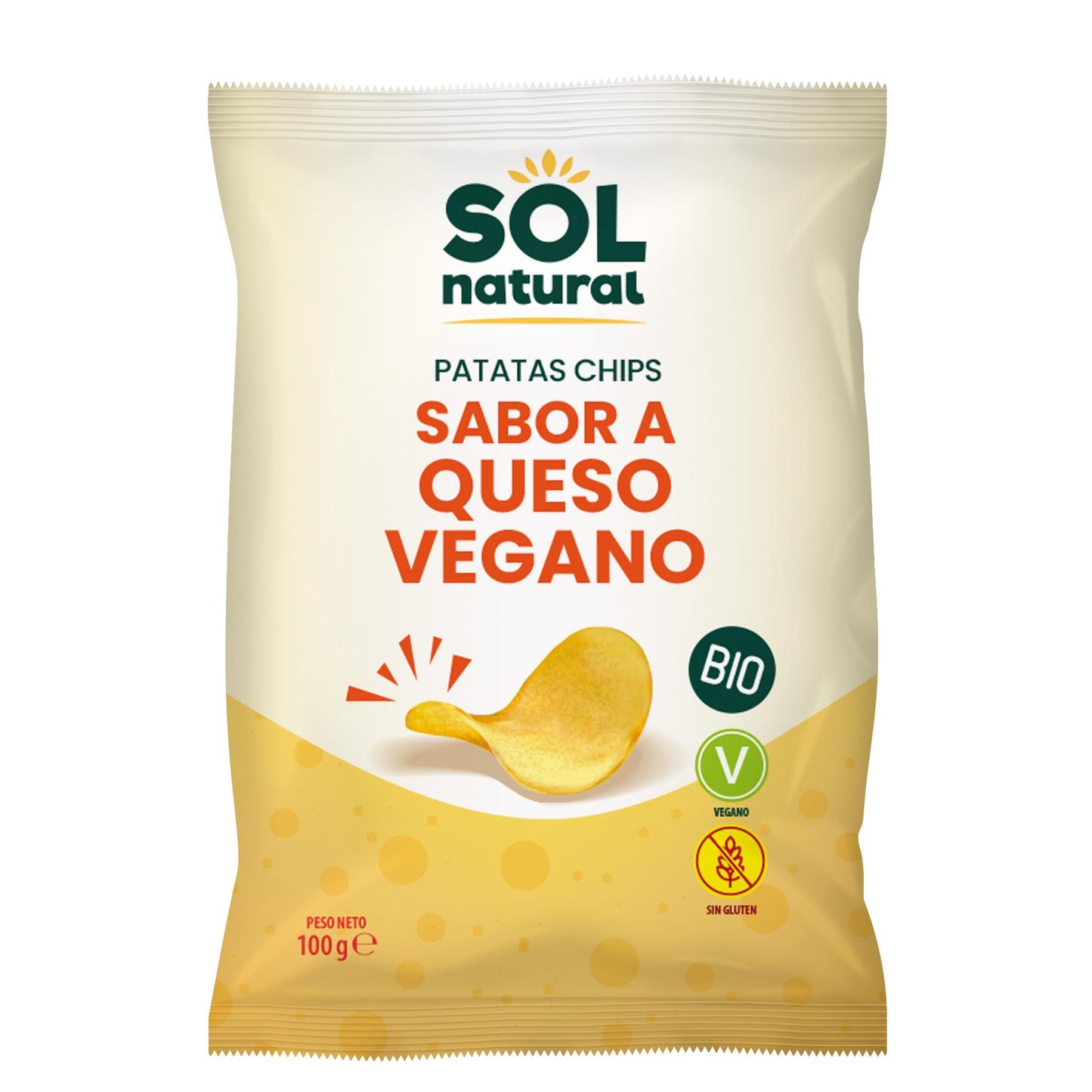 Bio-Vegane Kartoffelchips mit Käsegeschmack Sol Natural 100g