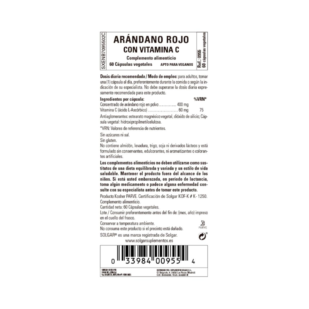 Sok z żurawiny z witaminą C – Solgar 60 kapsułek roślinnych