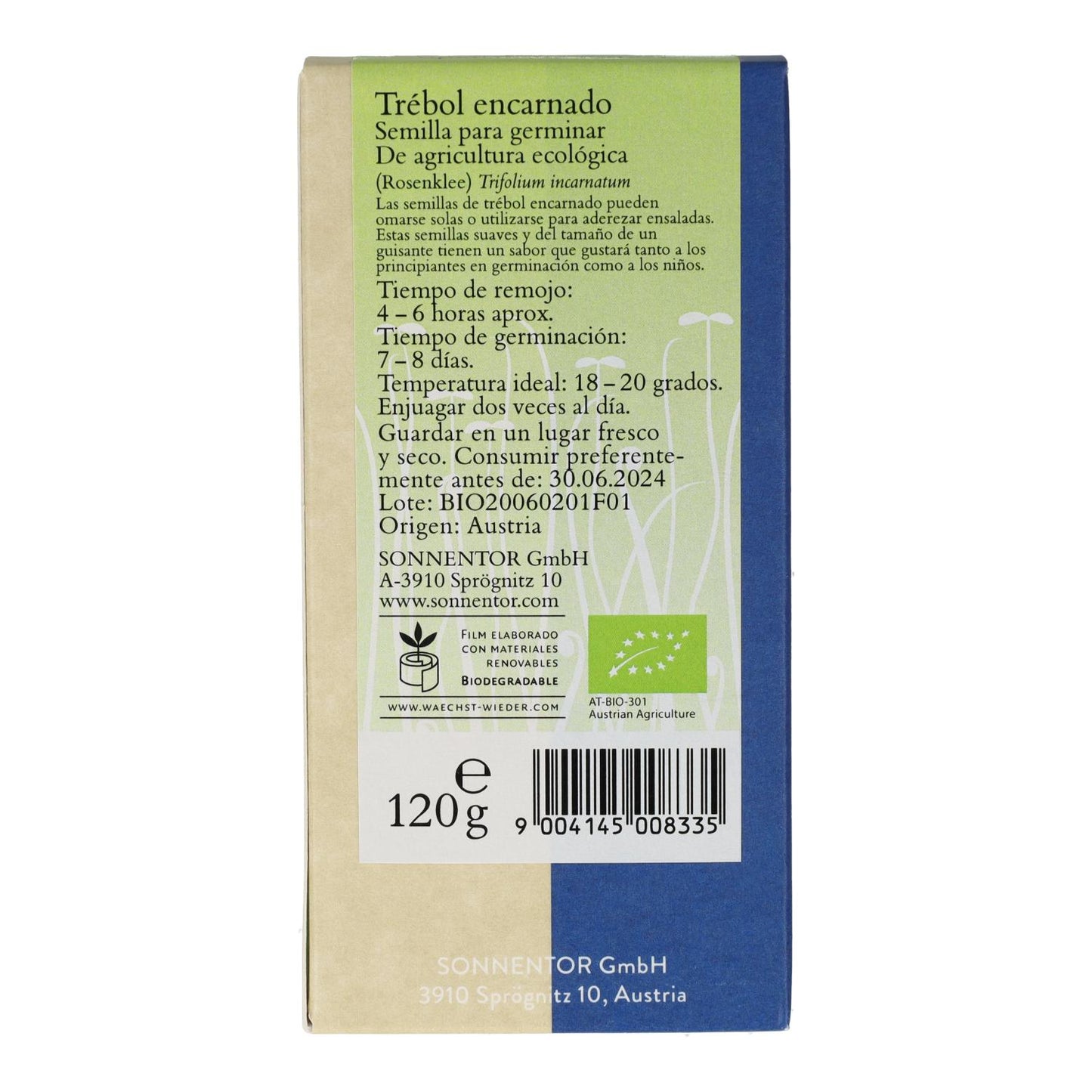 Semi di trifoglio rosso biologico da germinare Sonnetor 120 g