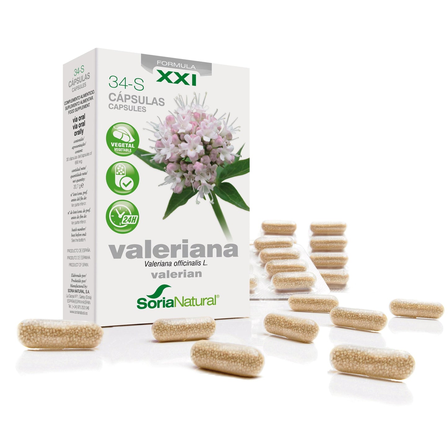 34-S Valerian XXI · Soria Natural · 30 capsules