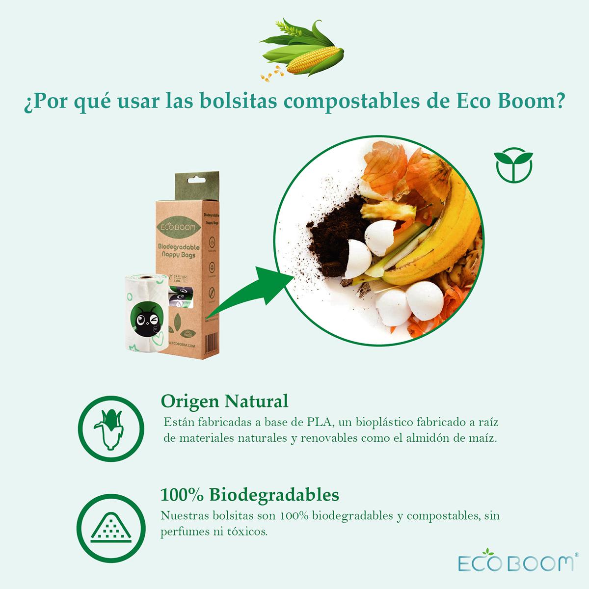 Biologisch abbaubare, 100 % kompostierbare Beutel Ecoboom 5x20 Beutel