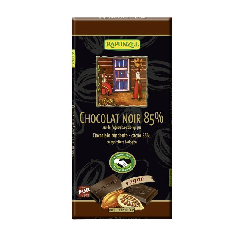 Chocoladereep met 85% cacao Rapunzel, 80 g