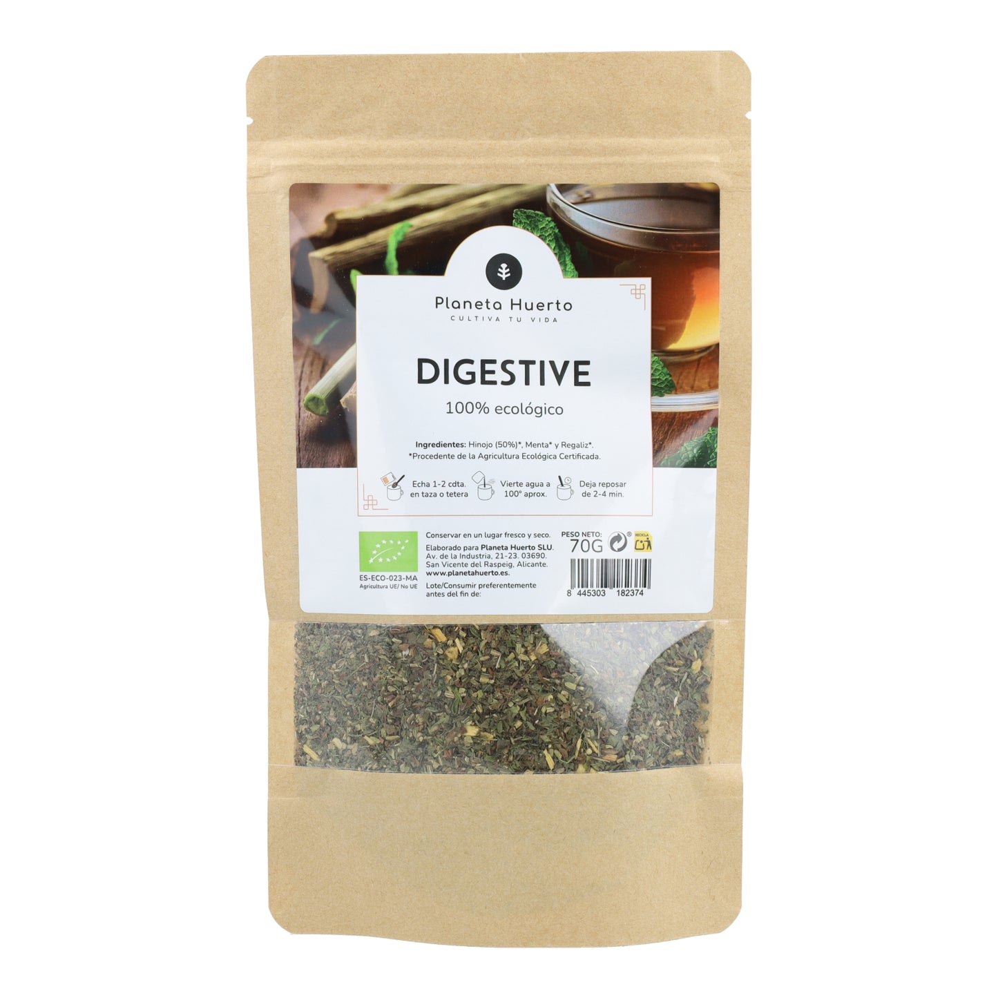 Digestive infusion ECO Fänkål, mynta och lakrits Planeta Huerto 70g