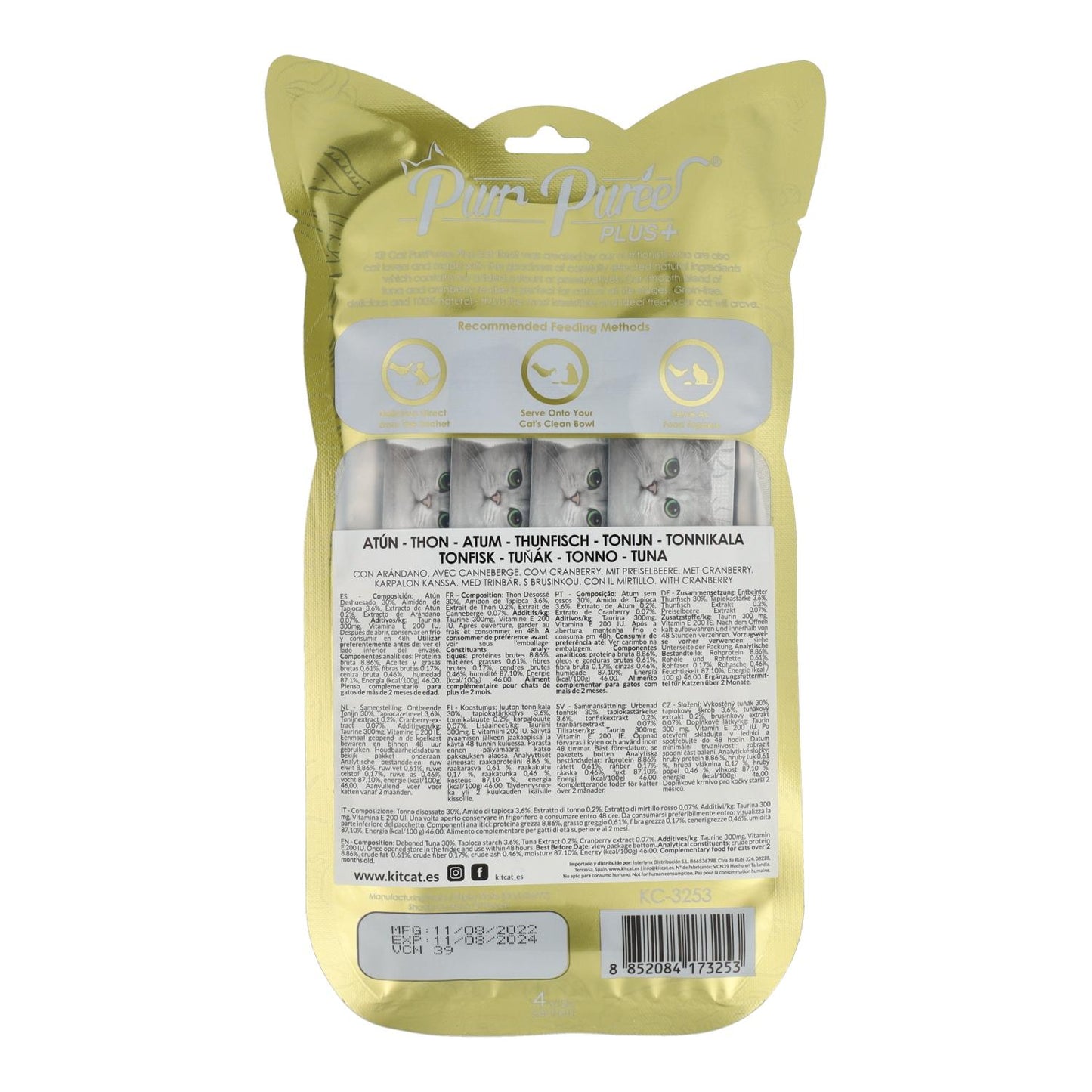 Kit Cat PurrPuree Plus - Thon Urinary Care Kit Cat 4x15 g Snack crémeux pour chats