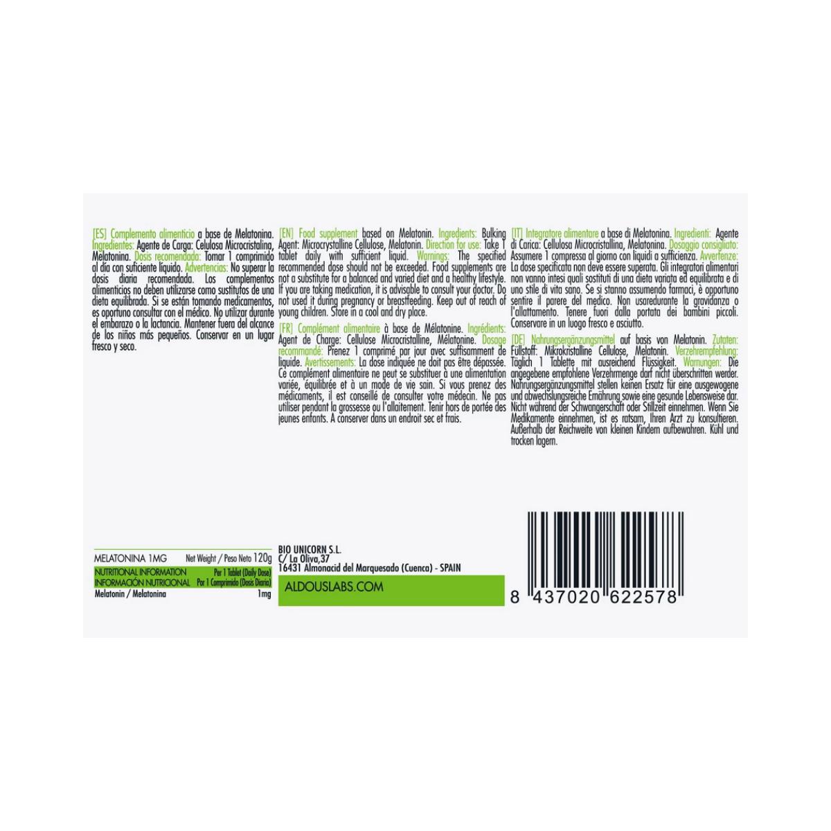 Mélatonine pure, 500 comprimés Aldous Labs