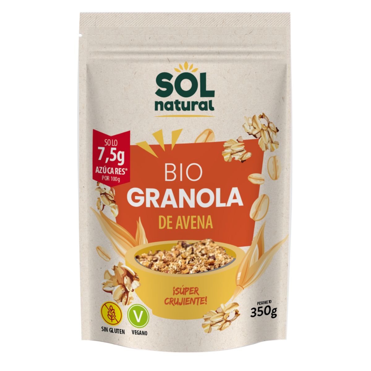 Granola d'avoine sans gluten bio, Sol Natural, 350 g