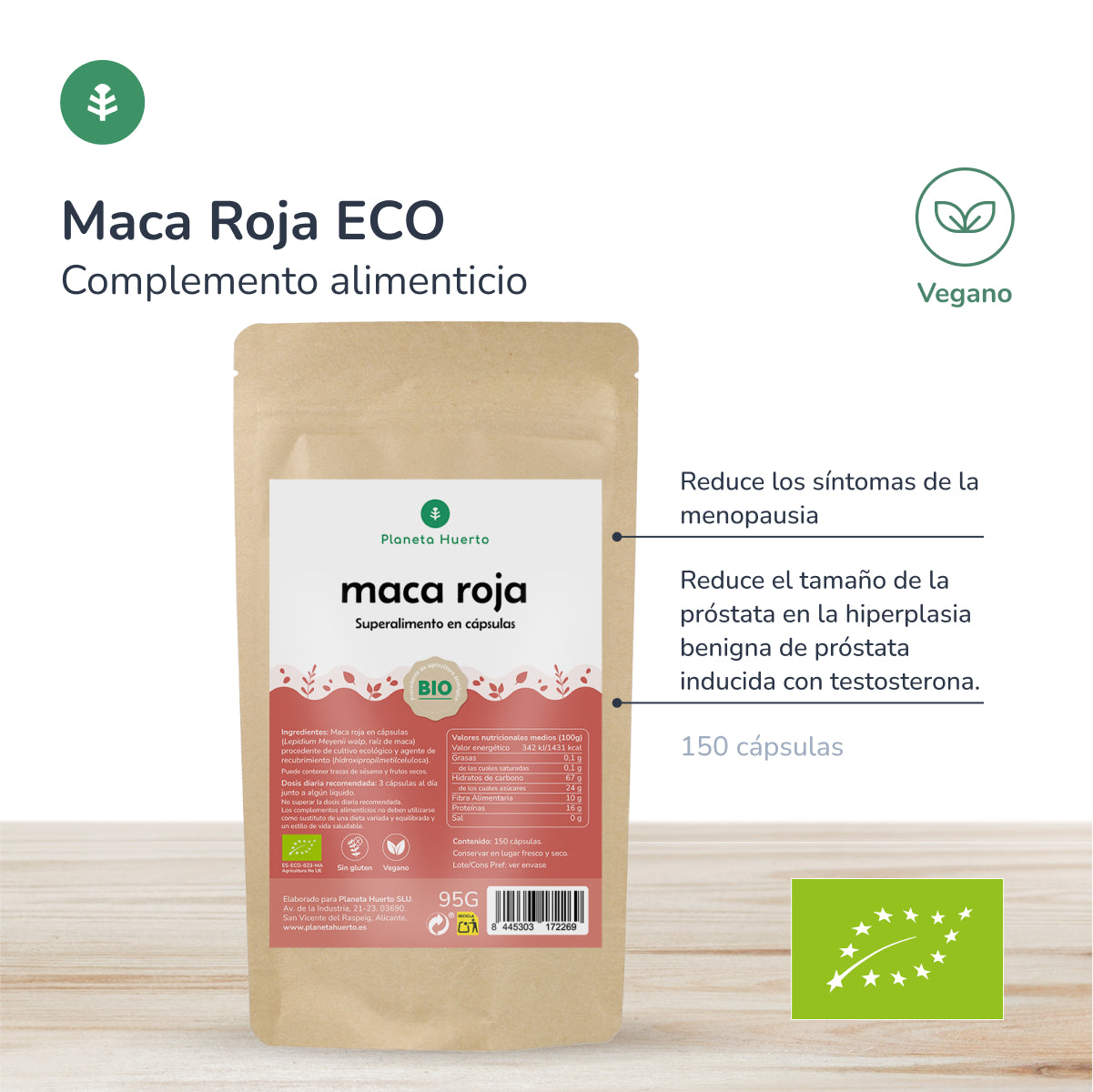 Organic Red Maca Organic Red Maca Planeta Huerto 150 capsules