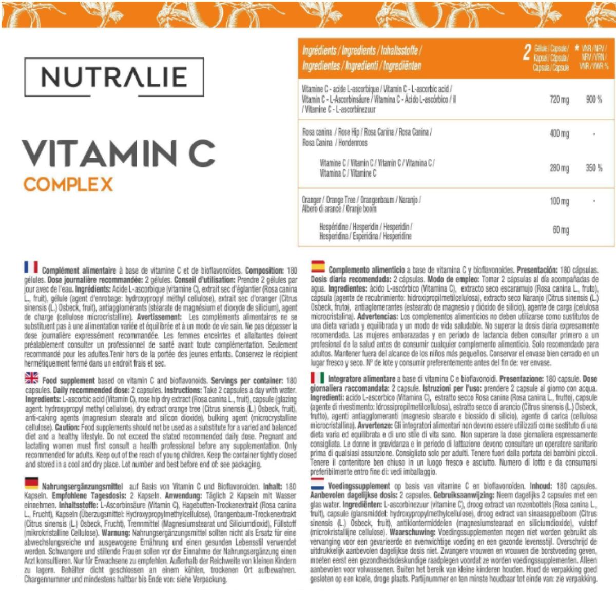 Nutralie C-vitamin 1000 mg Rosa Canina + C-vitamin Antioxidant 180 kapslar