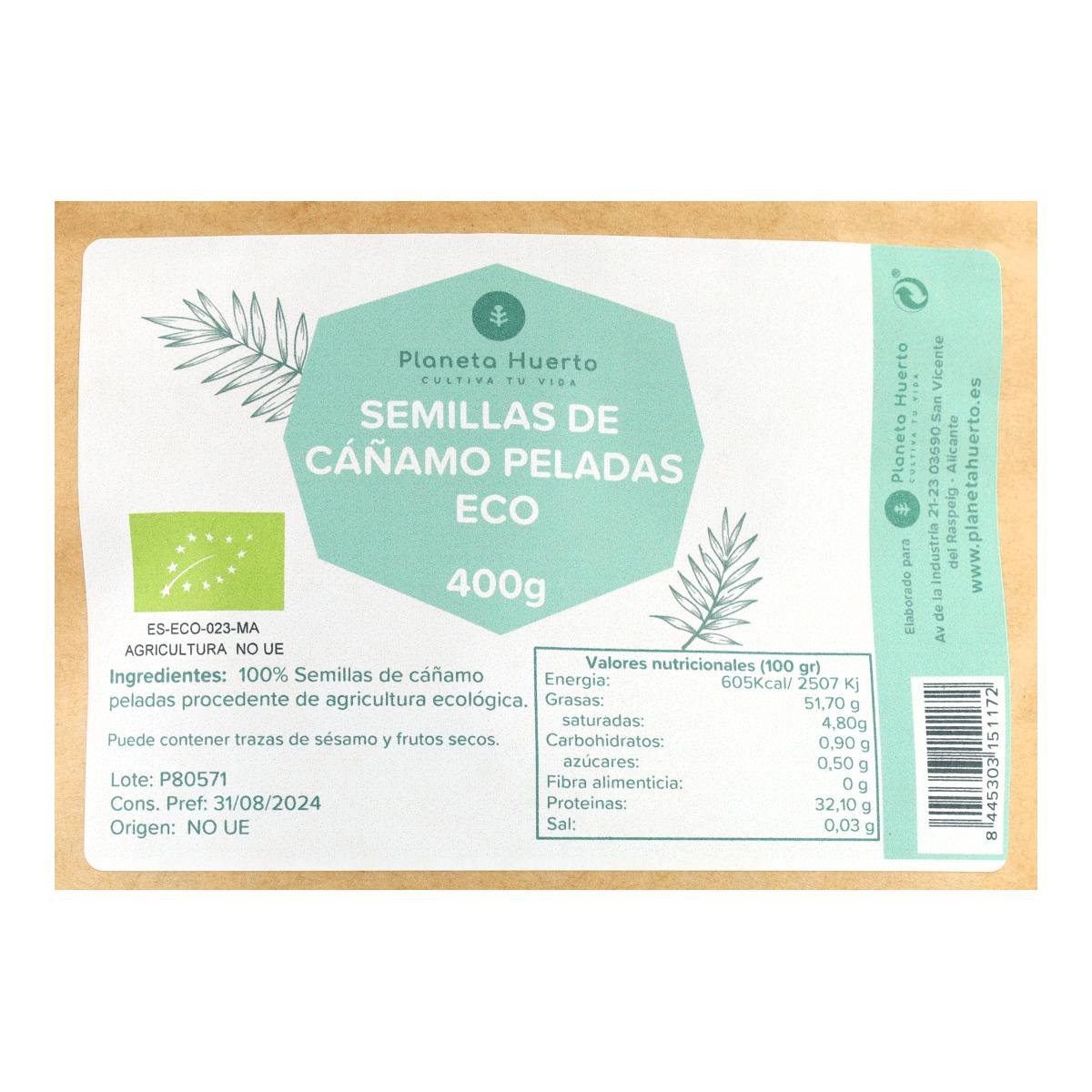 Semi di canapa decorticati ECO Planeta Huerto 400 g