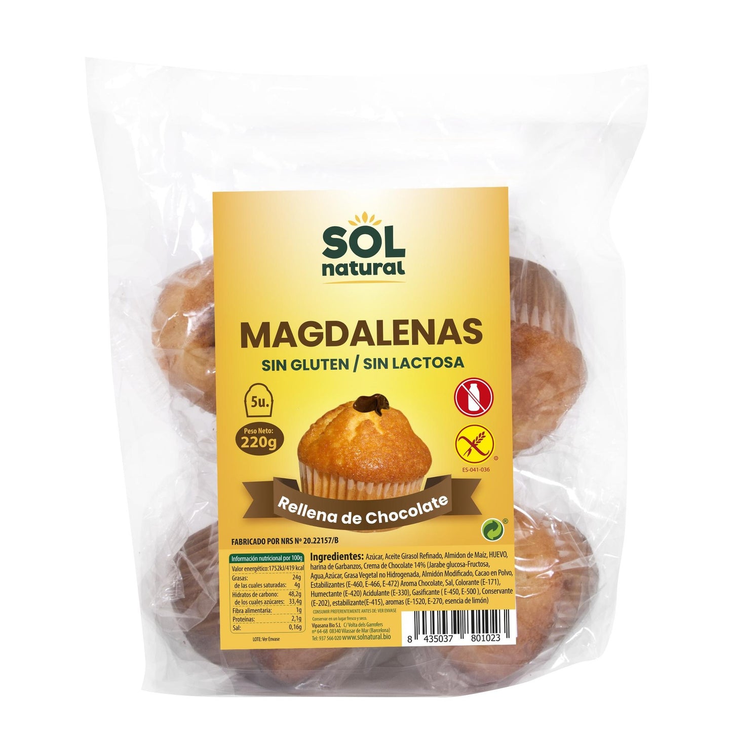 Bezglutenowe babeczki z czekoladą Sol Natural 220 g