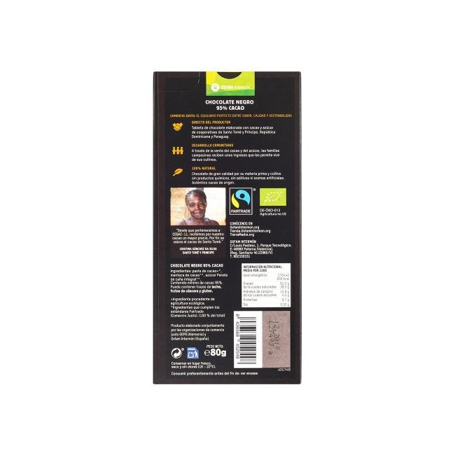Cioccolato equosolidale fondente 95% BIO Tierra Madre Oxfam Intermón 80 g