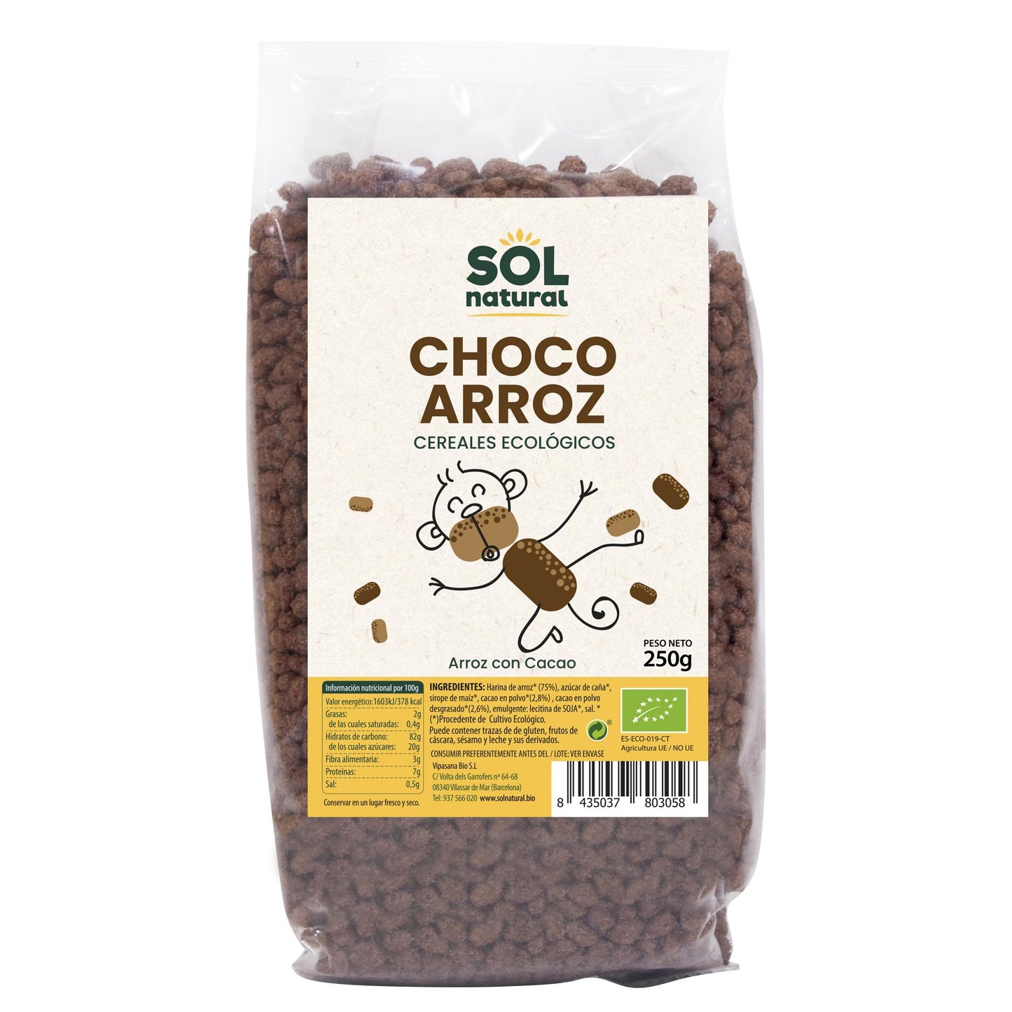 Céréales Choco Riz soufflé bio Sol Natural 250 g