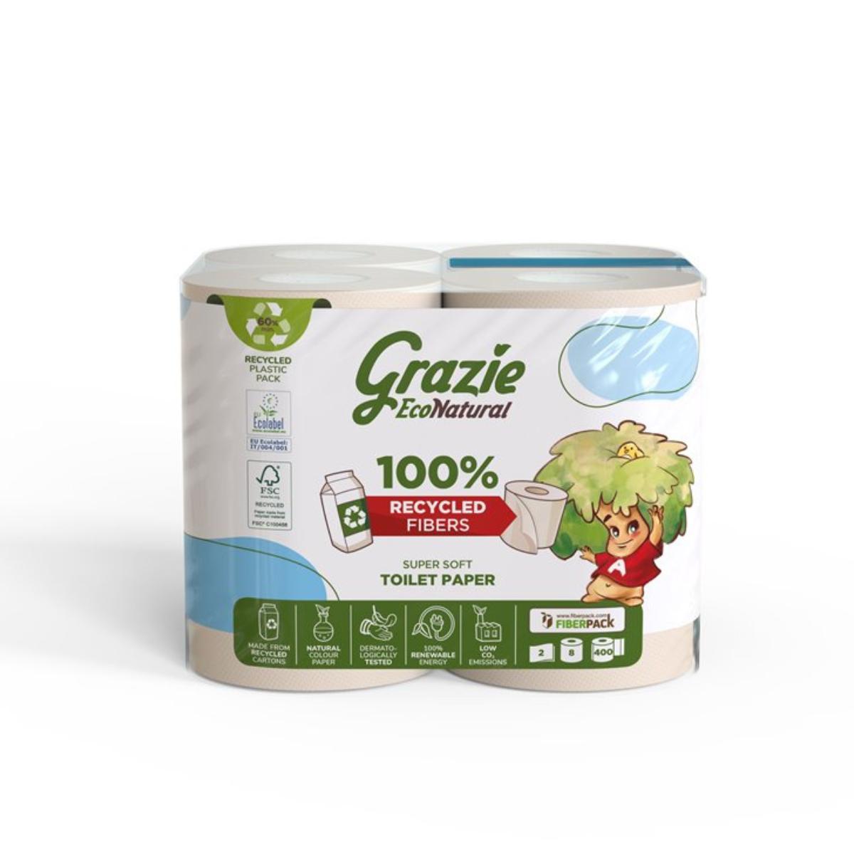 Papier hygiénique double épaisseur Grazie Natural 8 rouleaux