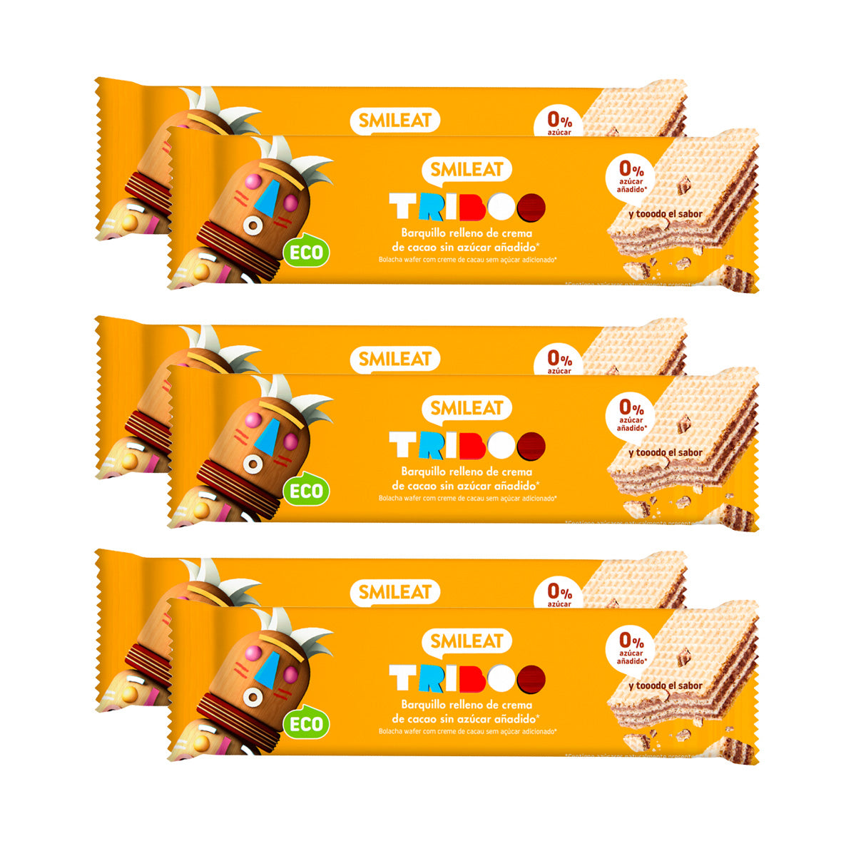 6er-Pack gefüllte Waffelriegel 30 g ECO Smileat