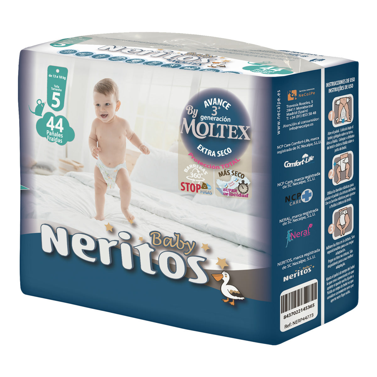Couches Neritos Baby by Moltex T5 (13-18 kg) 44 unités