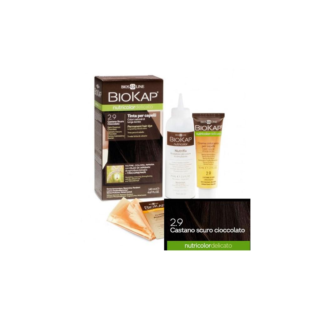 Farba do włosów w kolorze ciemny kasztan Delicato Dye 2.90 Biokap 140 ml