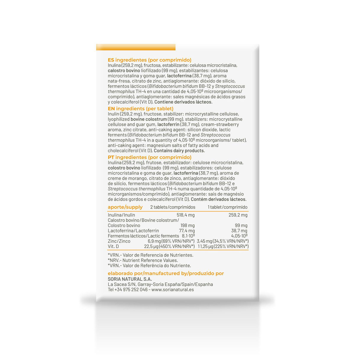 Immune lactoferrine, Soria Natural