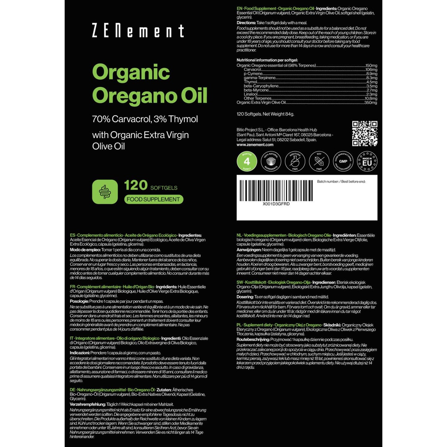 Oregano-olie, 150 mg Zenement 120 tabletten