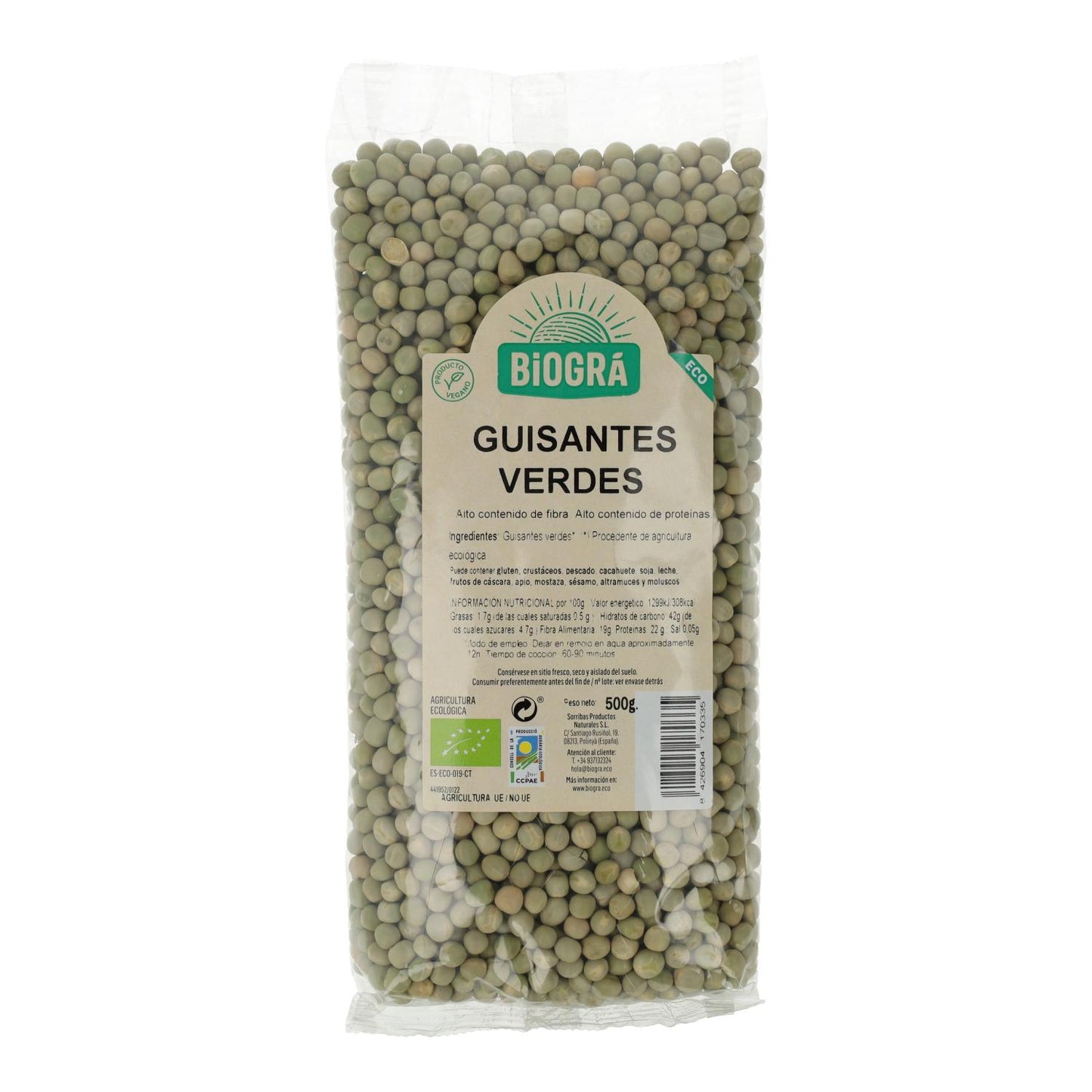 Biográ Grüne Erbsen, 500 g