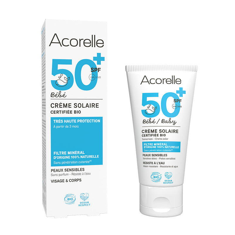 Krem przeciwsłoneczny dla niemowląt SPF50+ Acorelle 50 ml
