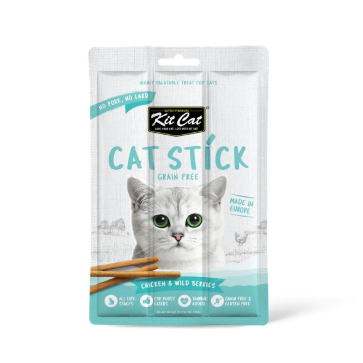 Kit Cat Cat Stick - Pollo e frutti di bosco 15 g Snack semiumido per gatti