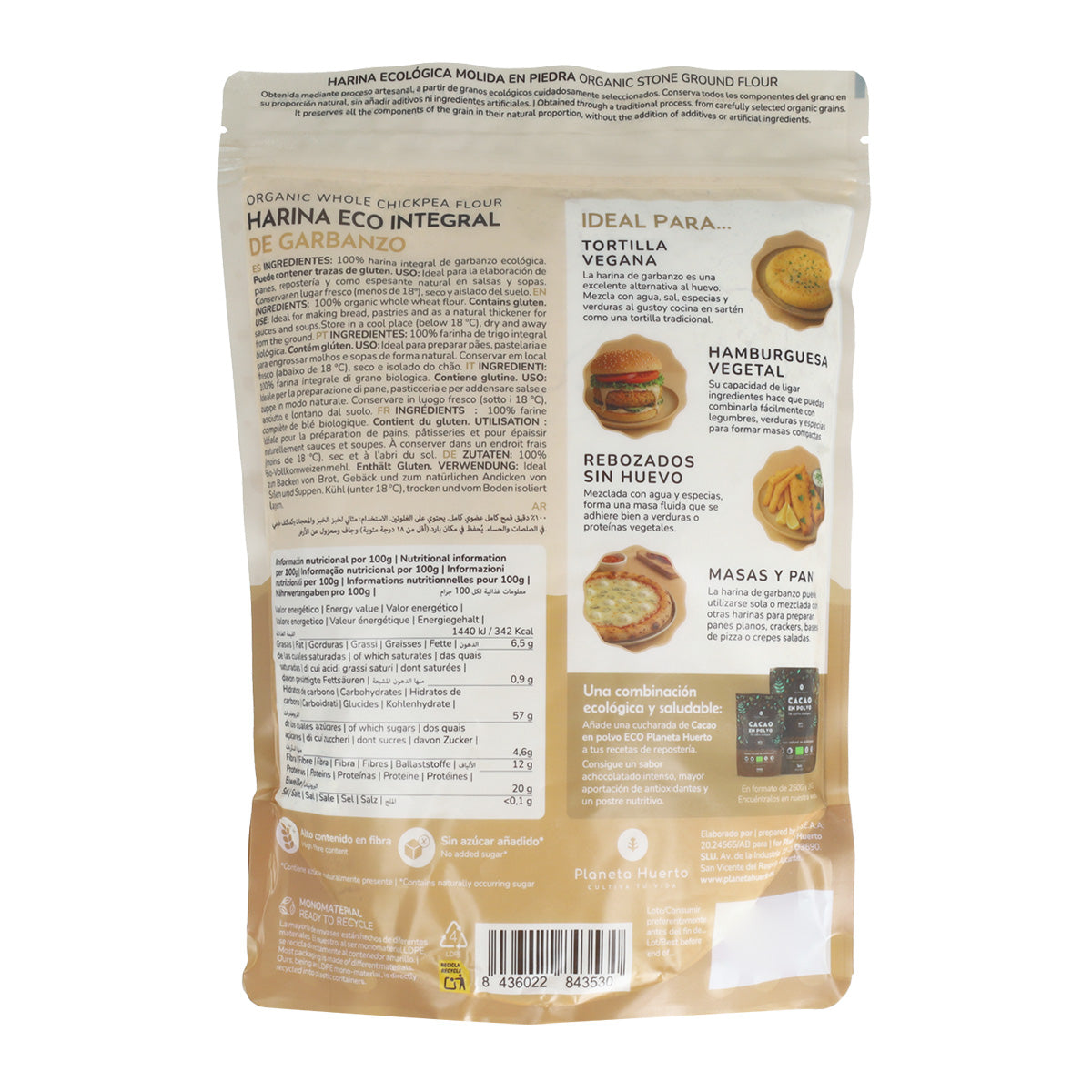 Volkoren kikkererwtenmeel Eco Planeta Huerto 800 g