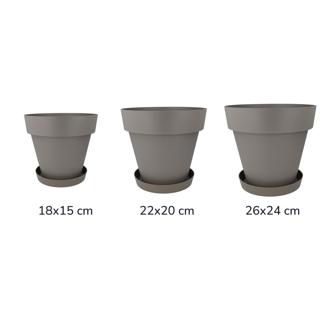 Zestaw doniczka z podstawką w kolorze taupe Tes 18 x 15 cm