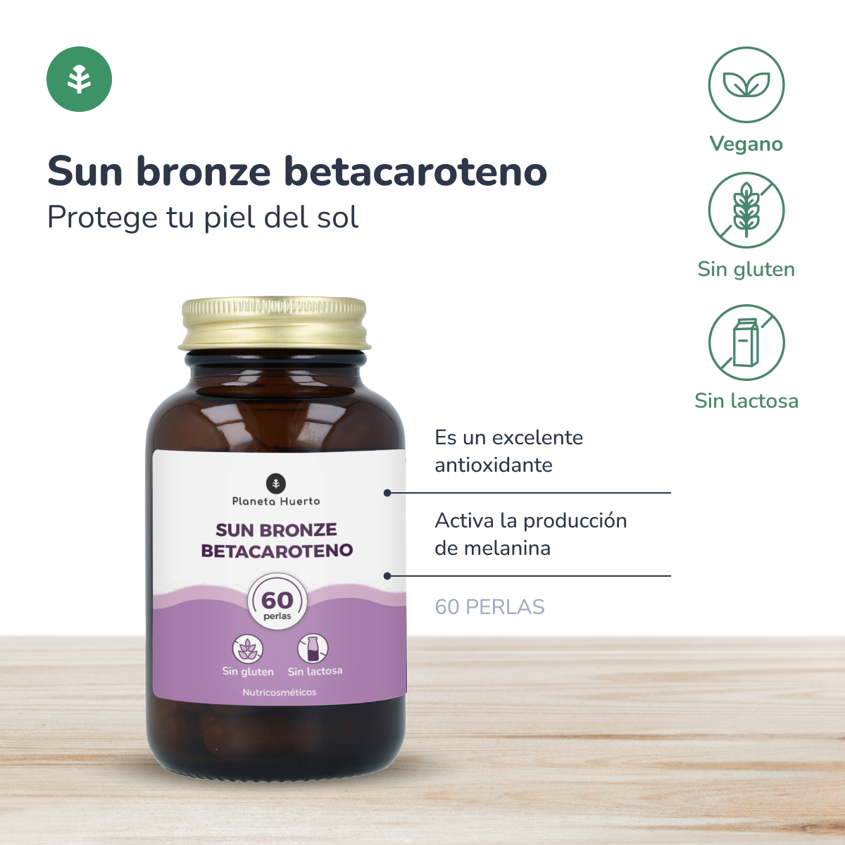 3er-Pack Sun Bronze Beta-Carotin Planeta Huerto 60 Kapseln