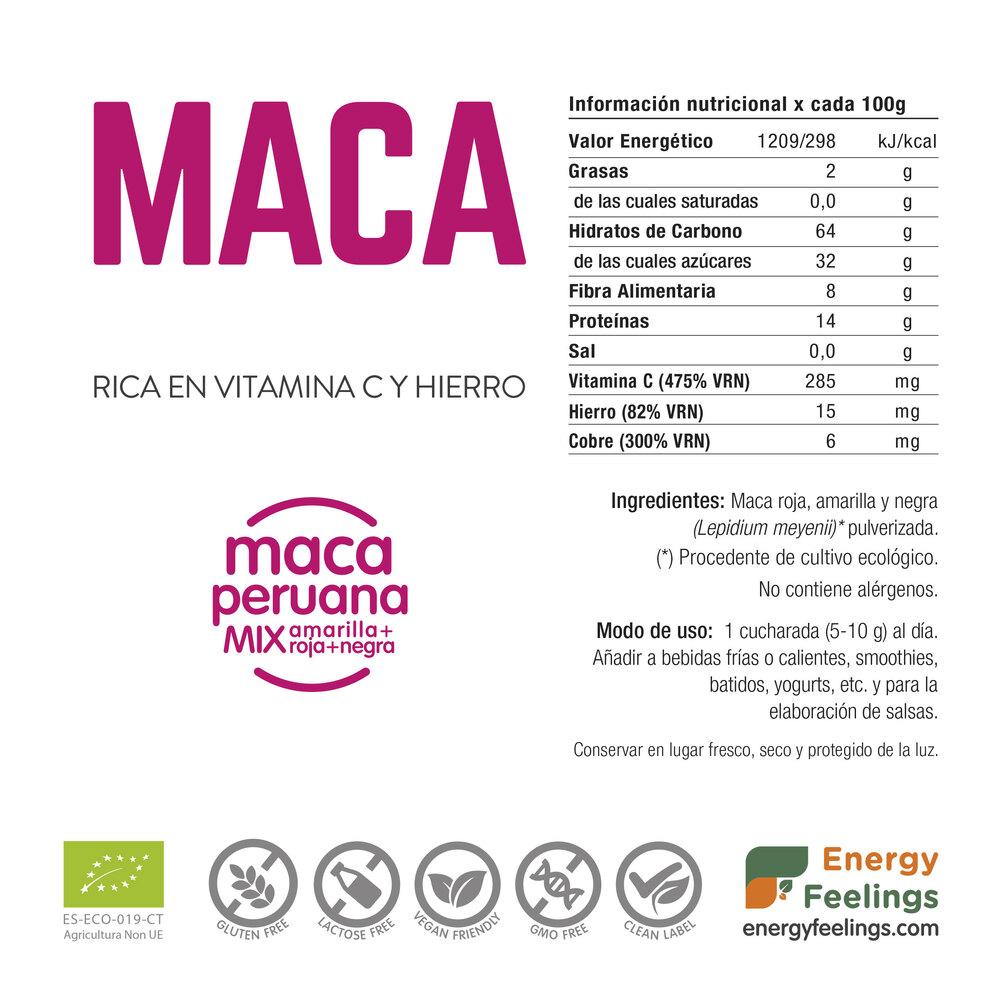 Pack of 2x Energy Feelings organic maca powder 1 kg