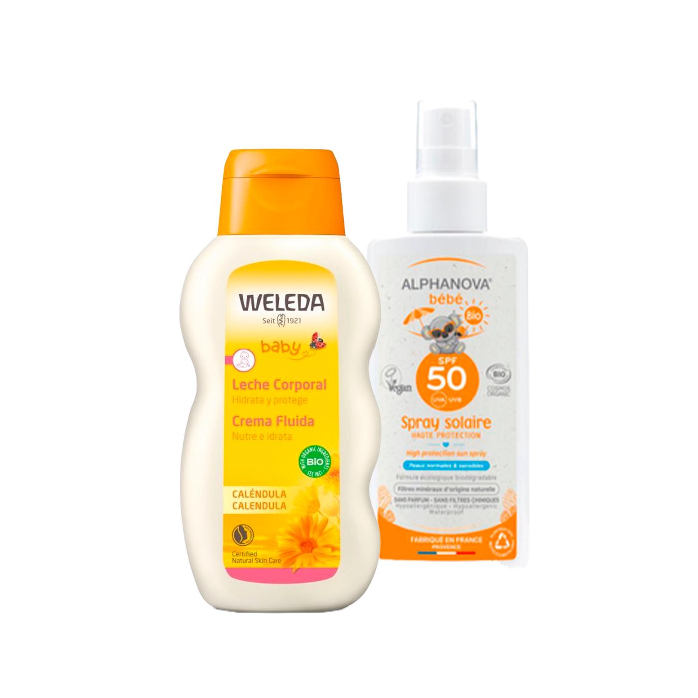 SUMMER PACK Alphanova Organic Baby Sunscreen SPF 50, 125 ml + Weleda Calendula Body Milk, 200 ml