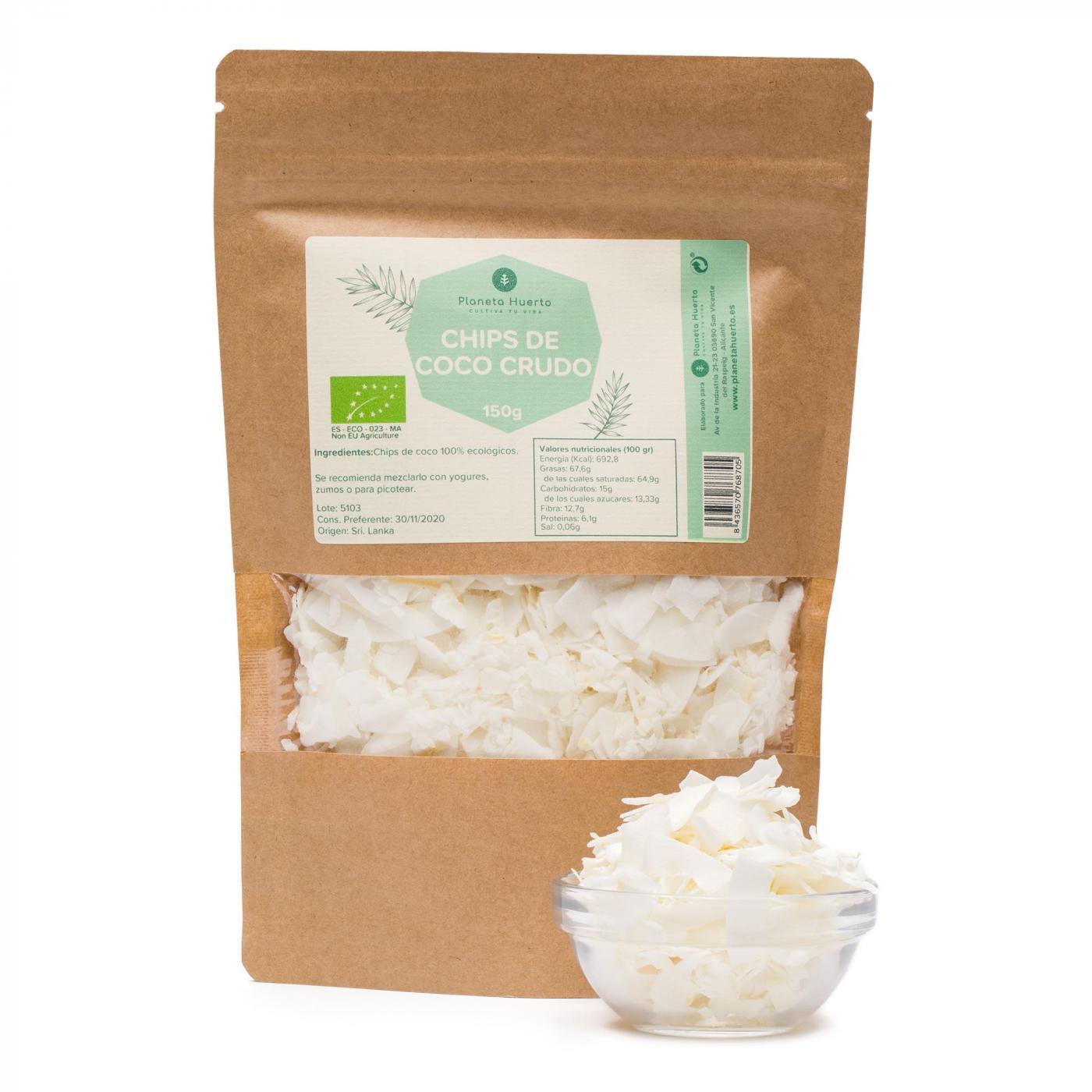 Paquet 2x chips de noix de coco sans sucre ECO Planeta Huerto 150 g