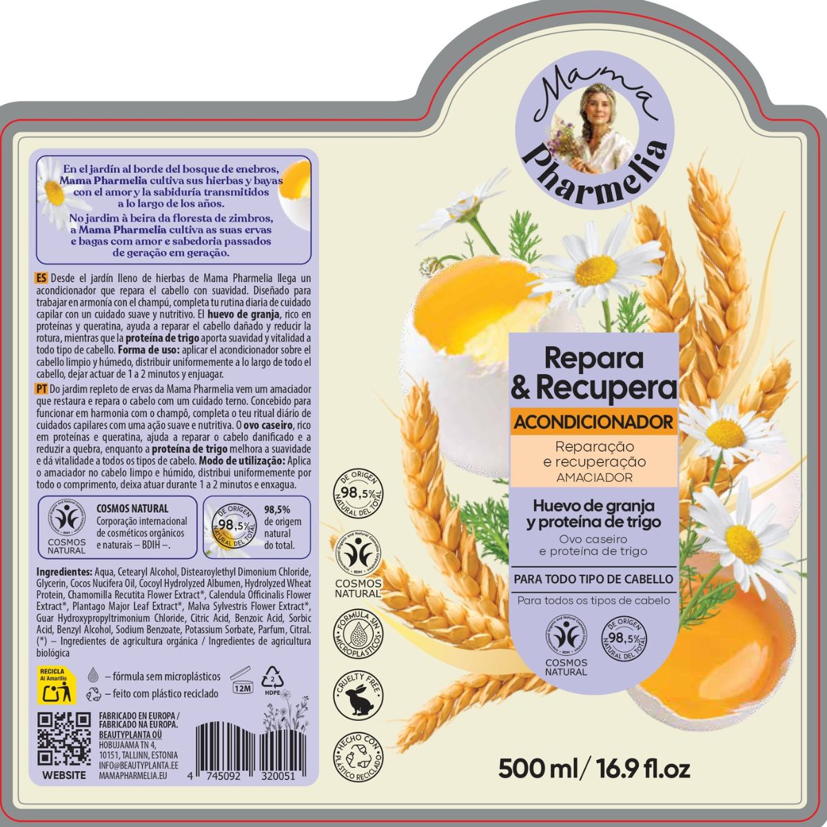 Repair and Recovery Conditioner with Farm Egg and Wheat Protein, Mama Pharmelia, 500 ml