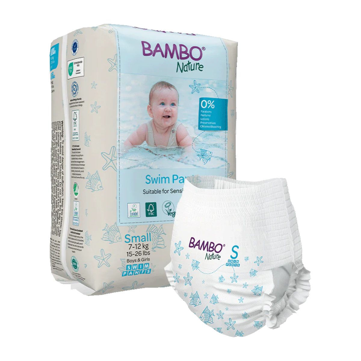 Pannolini Pants per l'acqua Bambo Nature Taglia S (7-12 kg) Bambo Nature 12 pezzi