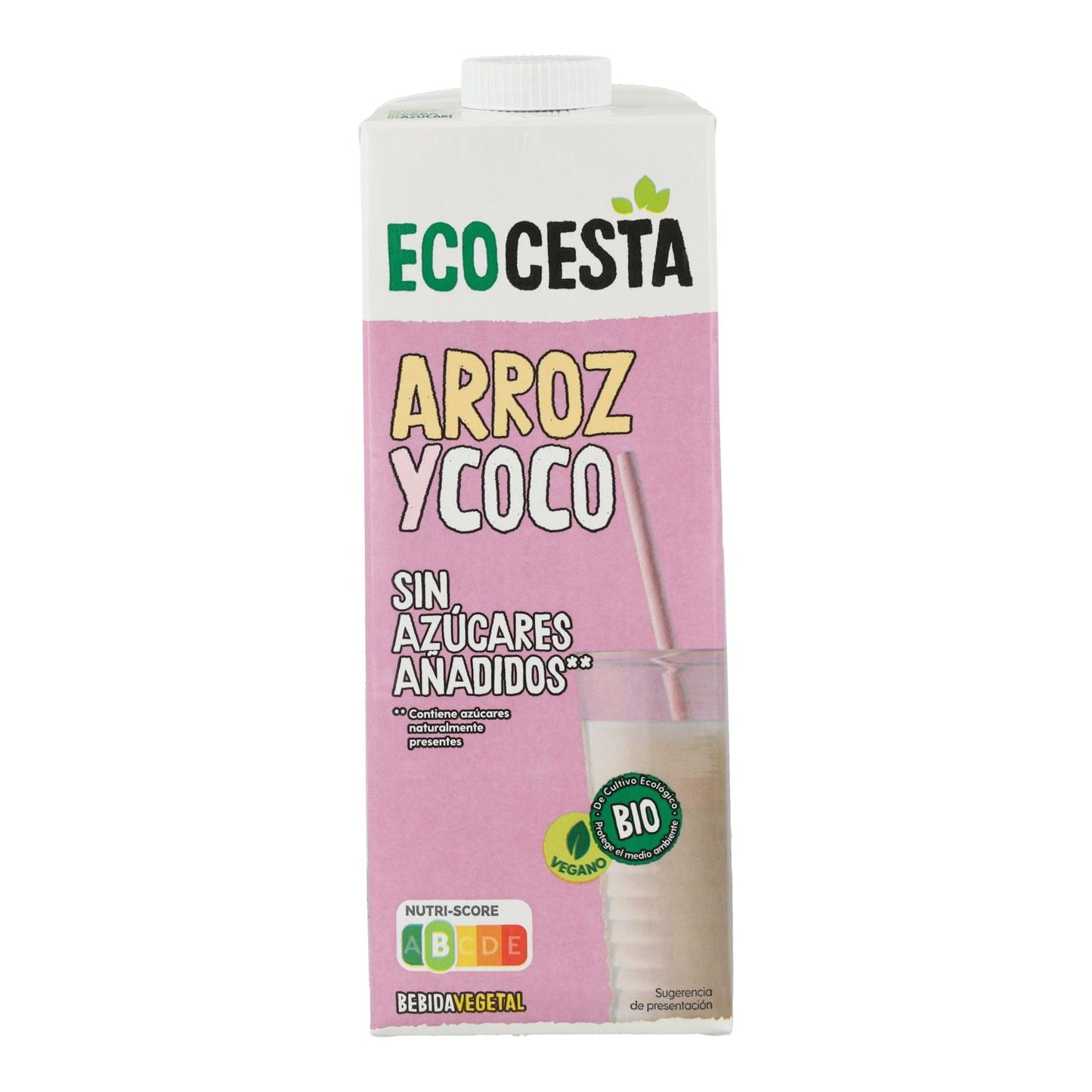 Confezione da 6 bevande vegetali di riso e cocco biologiche senza zuccheri aggiunti, Ecocesta, 1 L