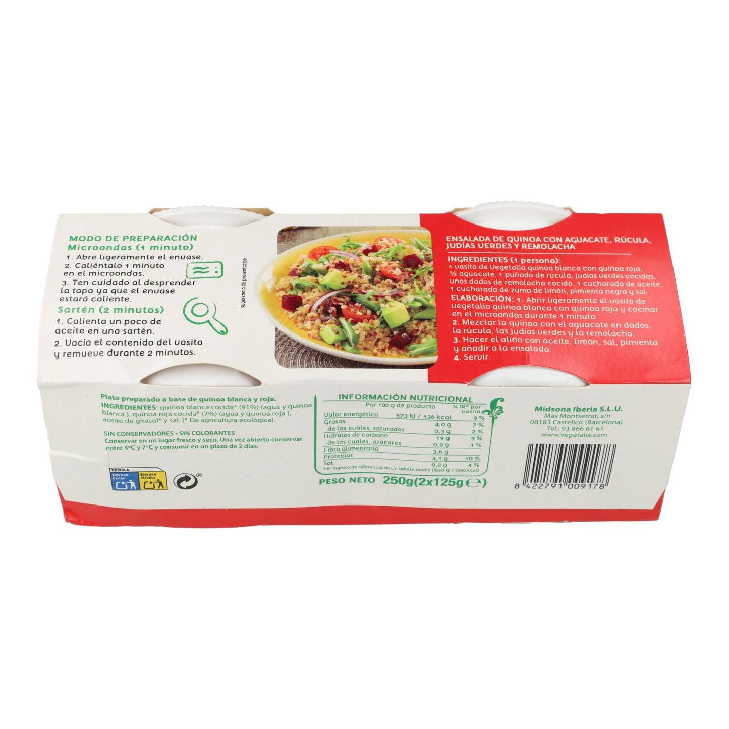 Becher mit weißer und roter Quinoa BIO Vegetalia 2 Stück x 125 g