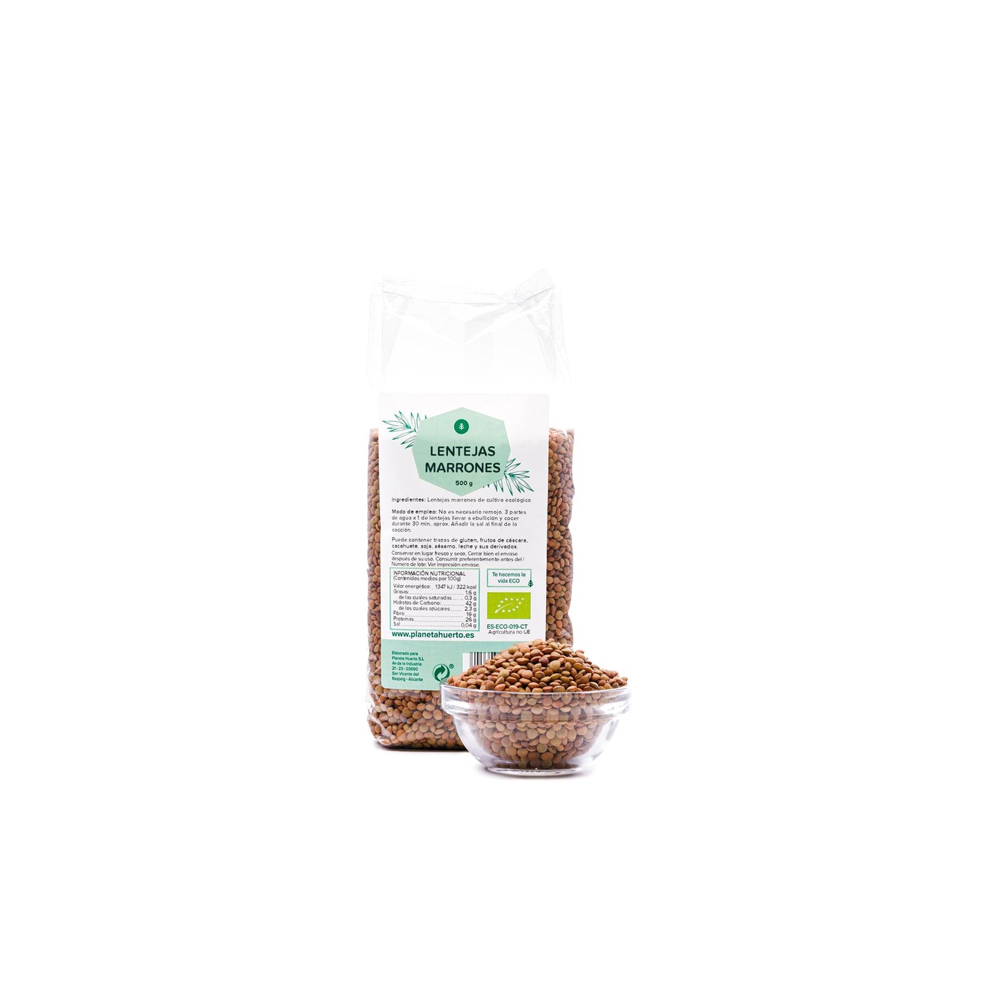 Bruna linser ECO Planeta Huerto 500 g