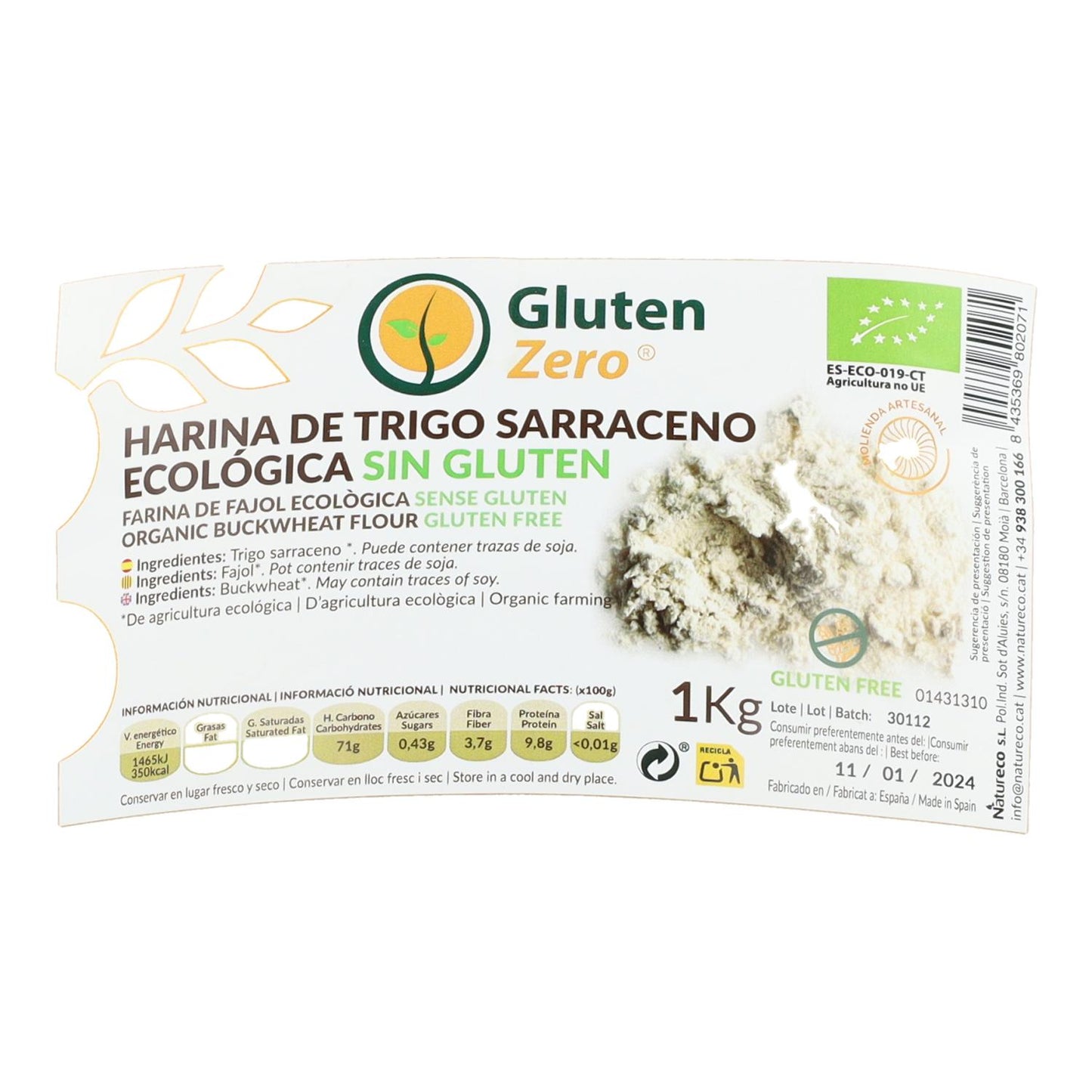 Glutenfri bovetemjöl 1 kg Gz Gluten Zero