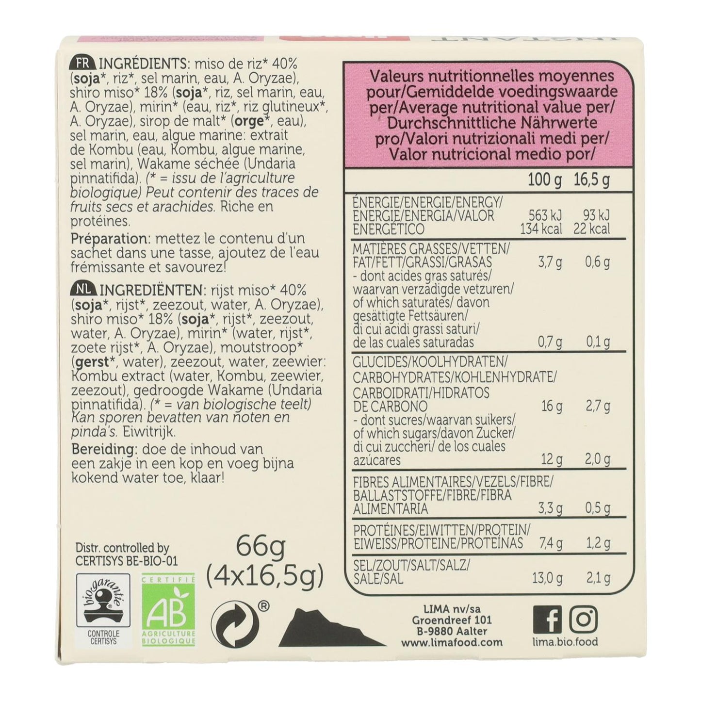 Shiro Bio-Weiße-Miso-Instantsuppe Limette, 4 x 16,5 g