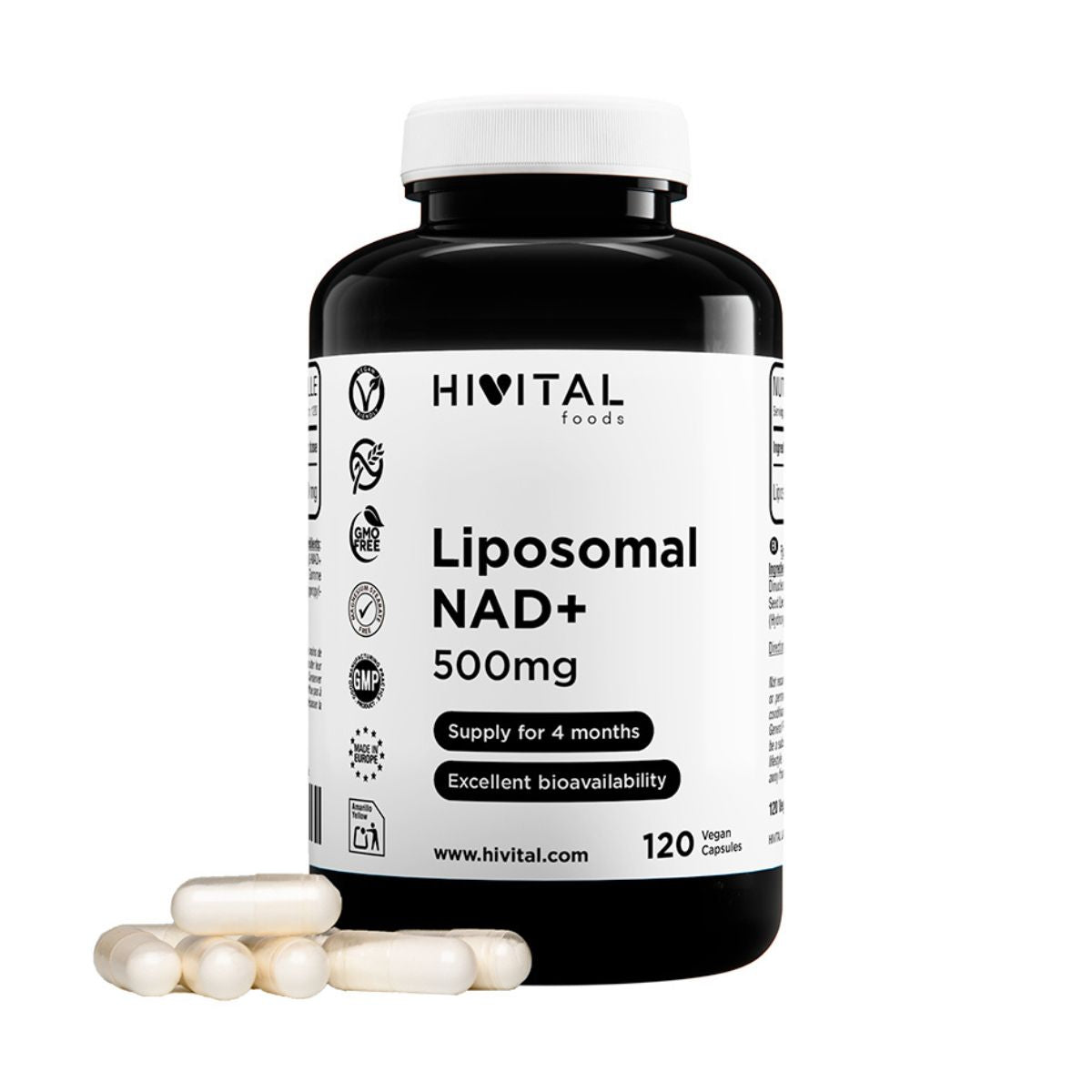 NAD+ Liposomiale 500 mg Hivital 120 capsule vegane