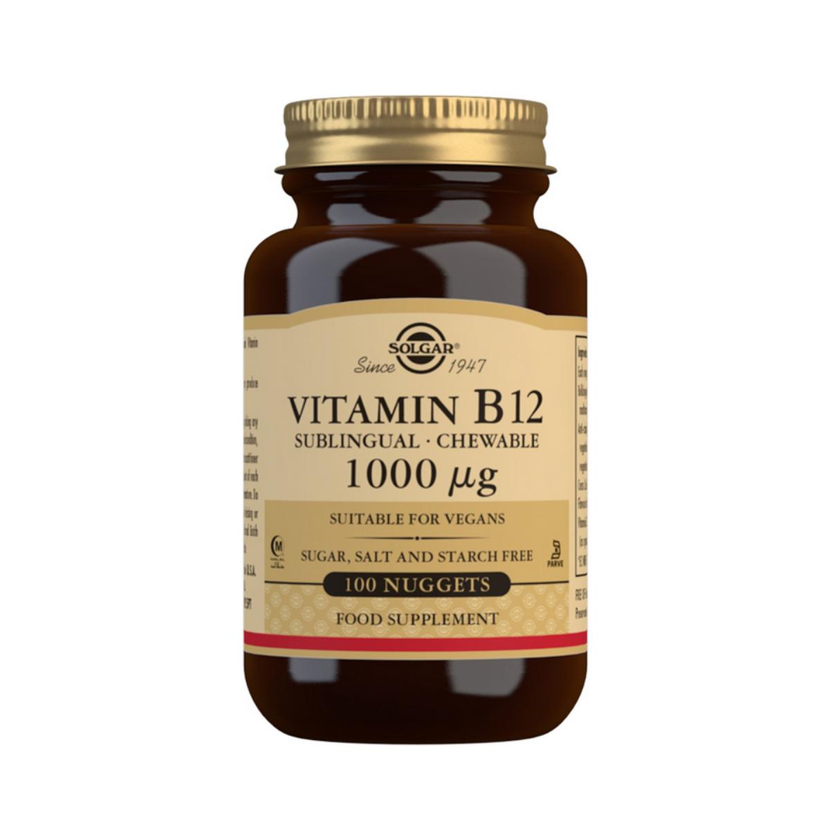 Chewable/sublingual vitamin B12, 100 tablets of 1000μg