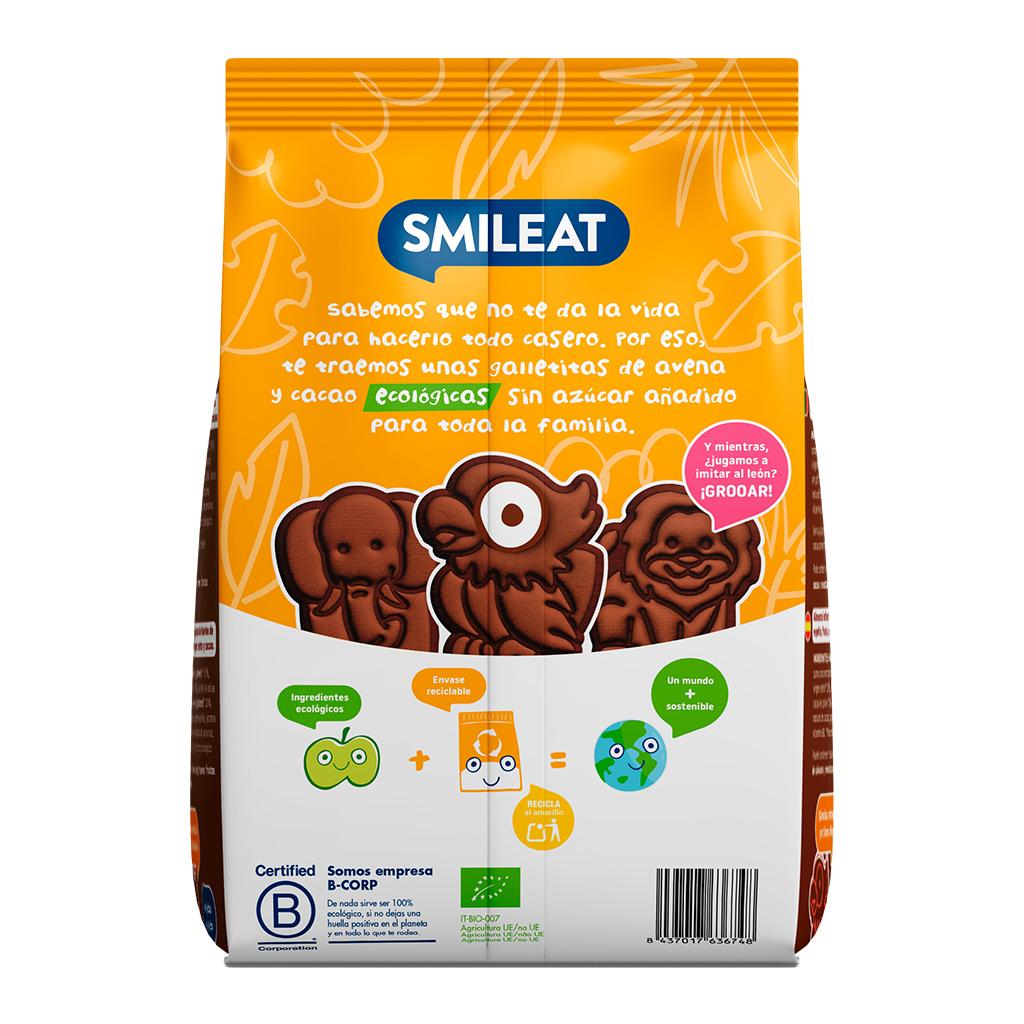 12-pack ekologiska spelt-, havre- och kakaokakor 220 g Smileat