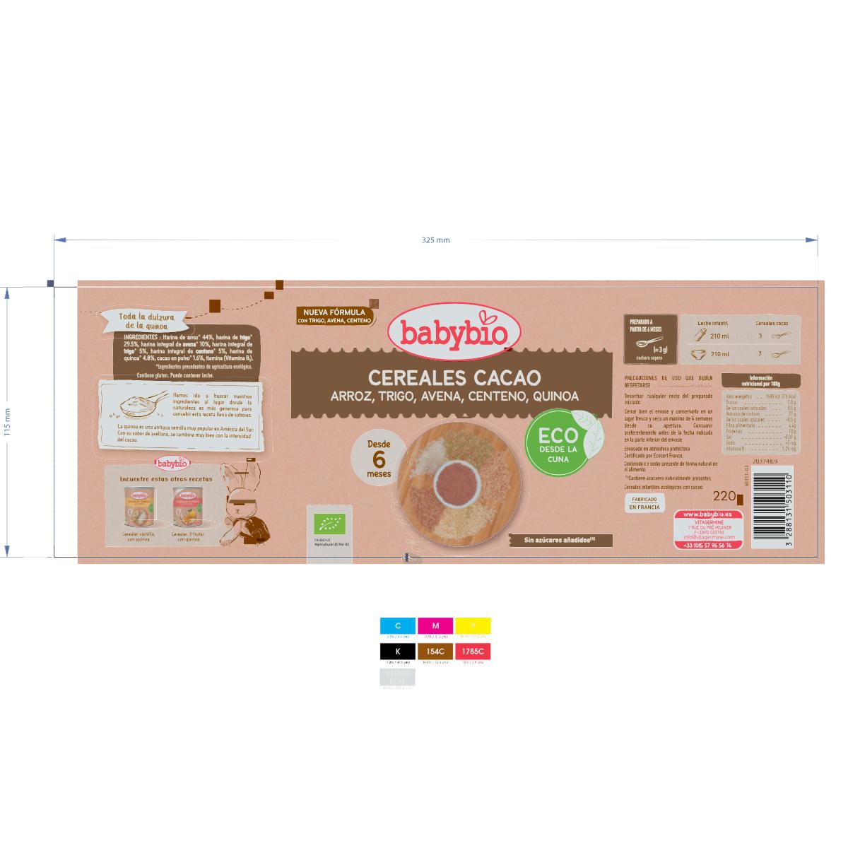 Babybio Baby Cereal with Cocoa 220 g