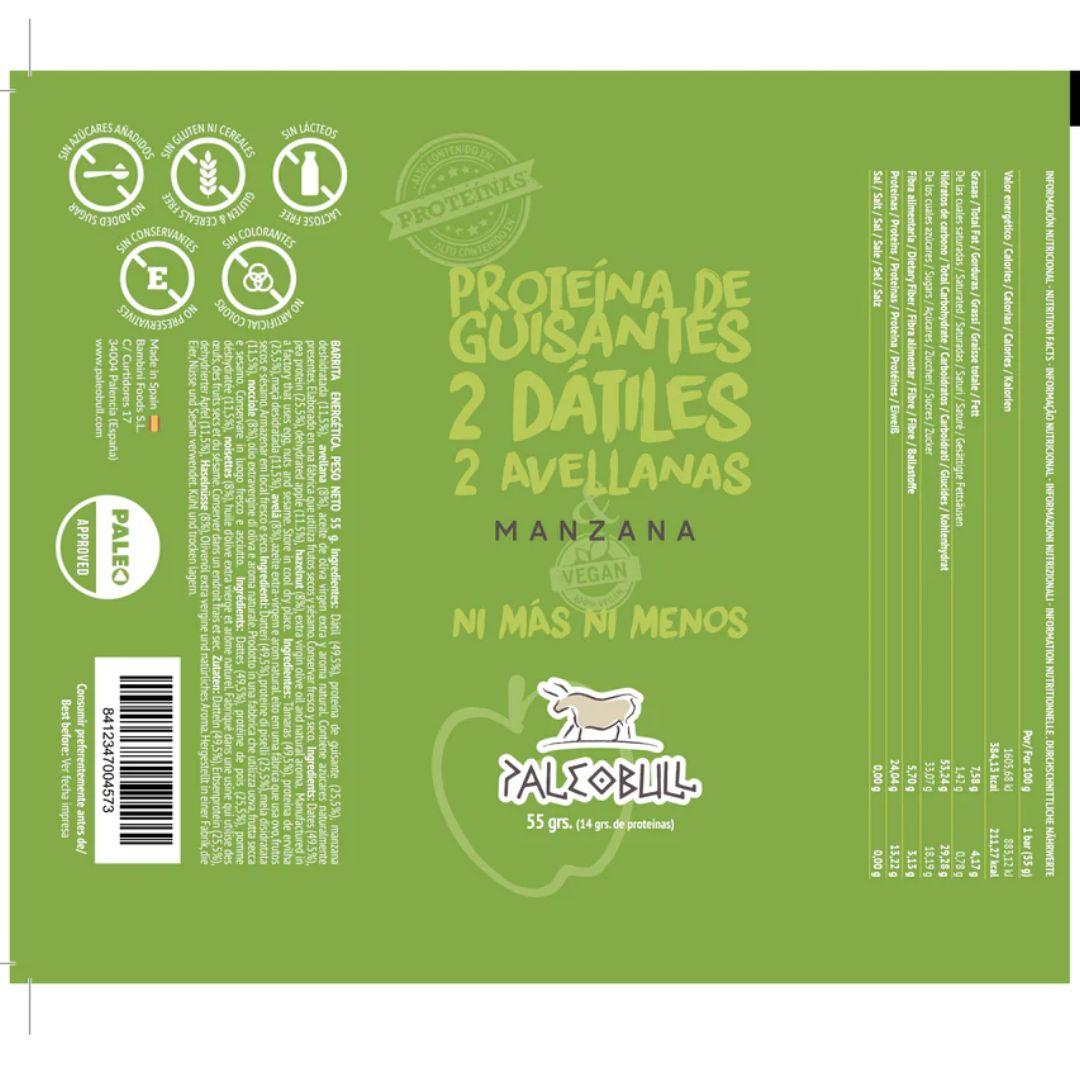 Barrita energética manzana, dátiles y avellana Paleobull 55 g