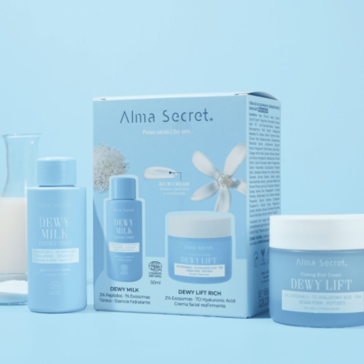 ZESTAW: KREM DZIENNY DEWY LIFT „RICH” DO SKÓRY SUCHEJ 50 ML + MINI TONIK DEWY MILK 50 ML